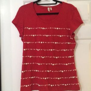 EUC Pearl Embellished Tee